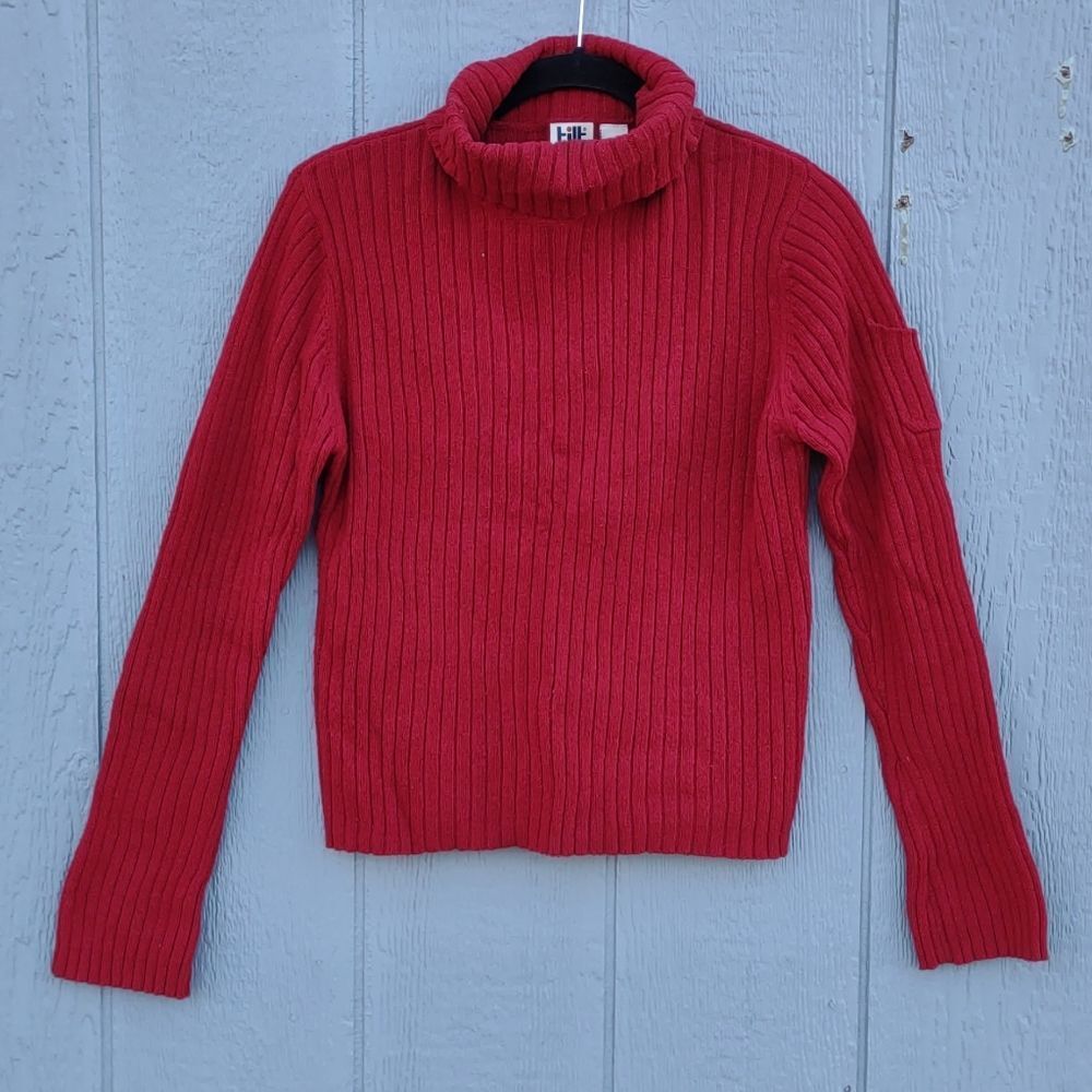 Tilt Cotton Wool Blend Turtleneck‎ Sweater Top Red Large